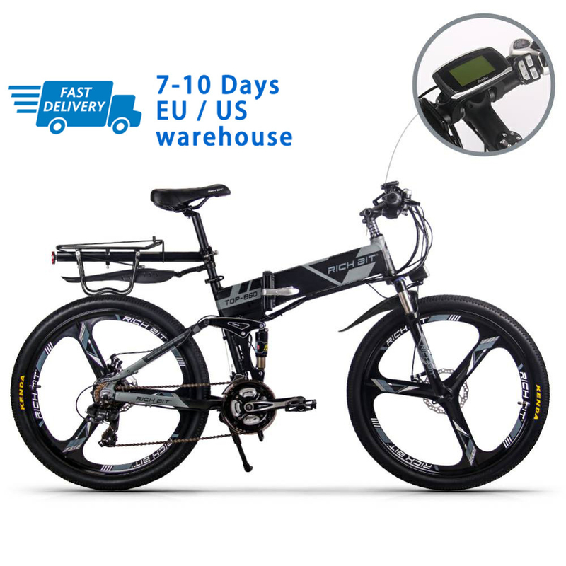 EU STOCK Rich Bit Top 860 Electric Bike Full Suspension Mountain Ebike 26 Inch 36v 250w 12ah