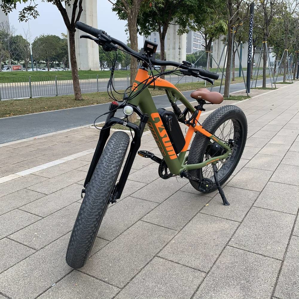 500w Fat Tire Electric Mountain Bike Full Suspension Hydraulic Disc Brake CYSUM M999