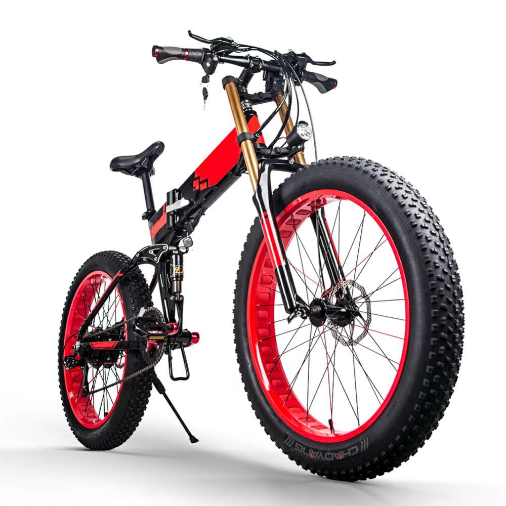 26 Inch Mountain Beach Electric Bicycle Ebike Fat Tire Rich Bit Fat E Bike Folding 350w 48v
